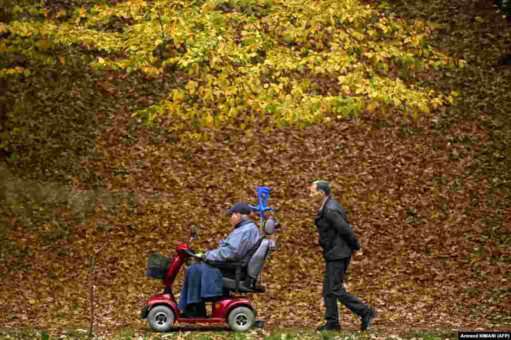 People take an autumn walk in Kosovo&#39;s Germia National Park, near Pristina.&nbsp;