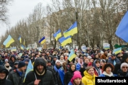 Мітинг на підтримку України на початку російської окупації. Мелітополь. 07 березня 2022 року