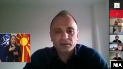 Macedonia - Press conference of the Minister of Health Venko Filipce from domestic isolation - 17Apr2020