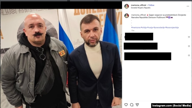 Mario Bojić (majtas) dhe Denis Pushilin, udhëheqës separatist i të ashtuquajturës Republika Popullore e Donetskut