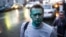 Russia -- Alexei Navalny after being attacked with green dye in 2017