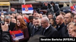 Udhëheqësit e Listës Serbe në protestën e 6 nëntorit në Mitrovicën e Veriut.