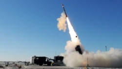 A PAC-3 missile from the Medium Extended Air Defense System (MEADS) is launched to intercept a target during a test at White Sands Missile Range in 2012.