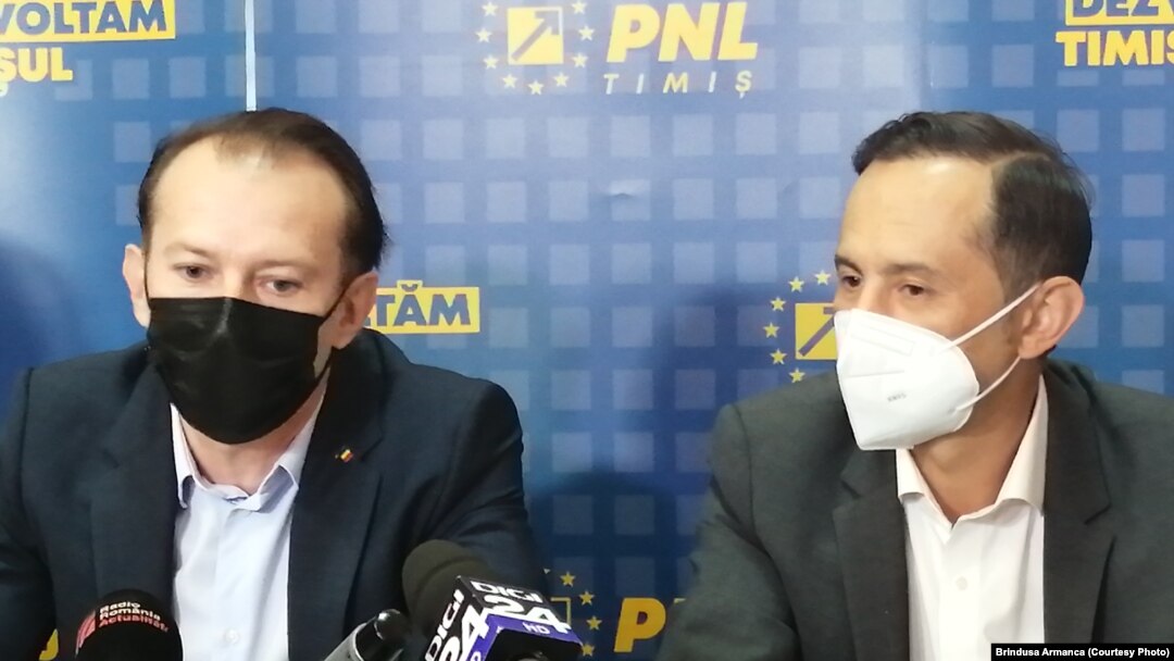 Premierul Florin Cîțu în campanie la Timișoara pentru președinția PNL la Congresul din 25 septembrie 2021. Filiala Timiș condusă de Alin Nica i-a promis susținere