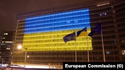 Здание Еврокомиссии с флагом Украины. Брюссель, Бельгия, 2026 год