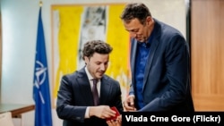 Montenegrin President Dritan Abazovic presents a passport to former NBA star Vlade Divac on November 1.