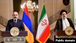 Iran - Iranian President Ebrahim Raisi and Armenian Prime Minister Nikol Pashinian make statements to the press, Tehran, November 1, 2022.