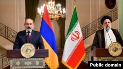 Iran - Iranian President Ebrahim Raisi and Armenian Prime Minister Nikol Pashinian make statements to the press, Tehran, November 1, 2022.