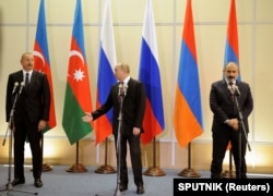Алиев, Путин жана Пашинян. Сочи, Орусия. 26-ноябрь, 2021-жыл.