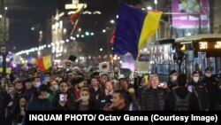 Protestatarii din București au mărșăluit pe străzile Capitalei