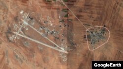 The Shayrat airfield in Syria, seen in an aerial view