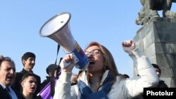 Mane Tandilian campaigning with the Bright Armenia party ahead of the December 9, 2018 snap parliamentary elections in Armenia. 