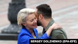 Șefa Comisiei Europene Ursula von der Leyen și președintele Ucrainei Volodimir Zelenski, Kiev, 15 septembrie 2022.