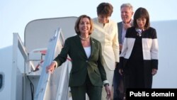 Nancy Pelosi, the speaker of the U.S. House of Representatives, is seen arriving in Yerevan on September 17. She is the highest-ranking U.S. official to visit Armenia since the former Soviet republic’s independence in 1991.