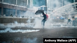 Pamje nga protestat në Hong Kong.