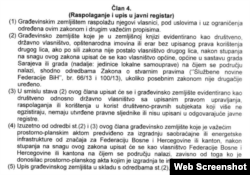 Sporni dio zakona kojim se građevinsko državno zemljište upisuje kao vlasništvo općina.