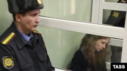 Pussy Riot band member Maria Alyokhina in a Berezniki city court in January
