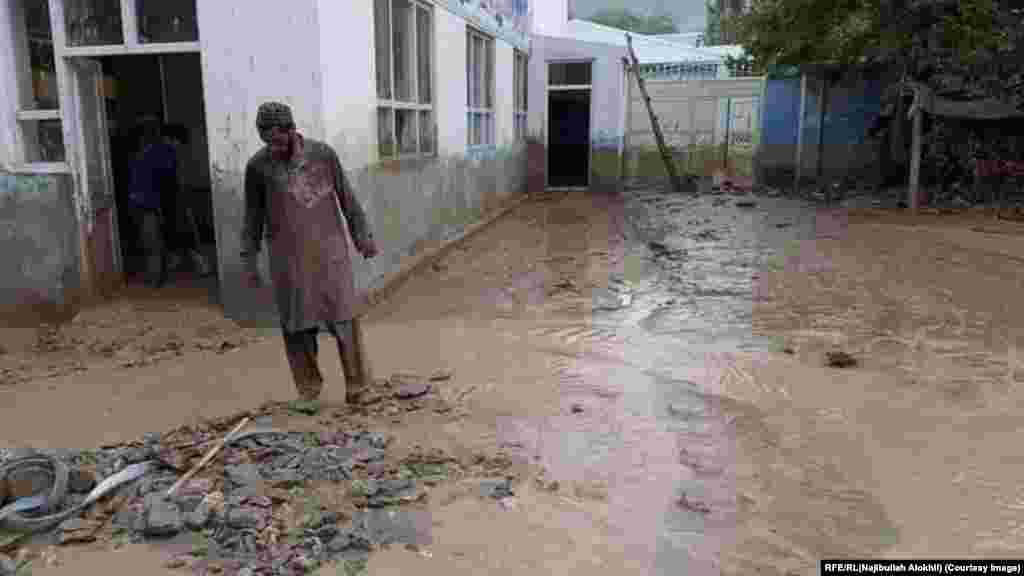 Muddy walkways in Maidan Wardak Province, west of Kabul.