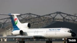 A Tajik Airlines TU-154 on the tarmac