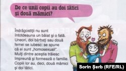 Detaliu de pe un pliant ce cheamă lumea la referendumul la care se cere limitarea definiției de familie în Constituția României.