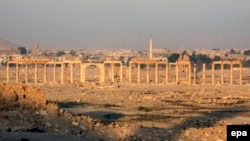 Vedere generală a ruinelor antice de la Palmyra.