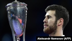 Russia's Karen Khachanov crushed Frenchman Adrian Mannarino to take the Kremlin Cup in front of a home crowd in Moscow. 