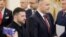 Президенти України та Польщі Зеленський і Навроцький після спільної прес-конференції за результатами переговорів у Президентському палаці у Варшаві, Польща, 19 грудня 2025 року