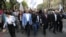 Armenia - Nikol Pashinian (C) and other leaders of the Yelk alliance lead a demonstration in Yerevan, 21Apr2017.