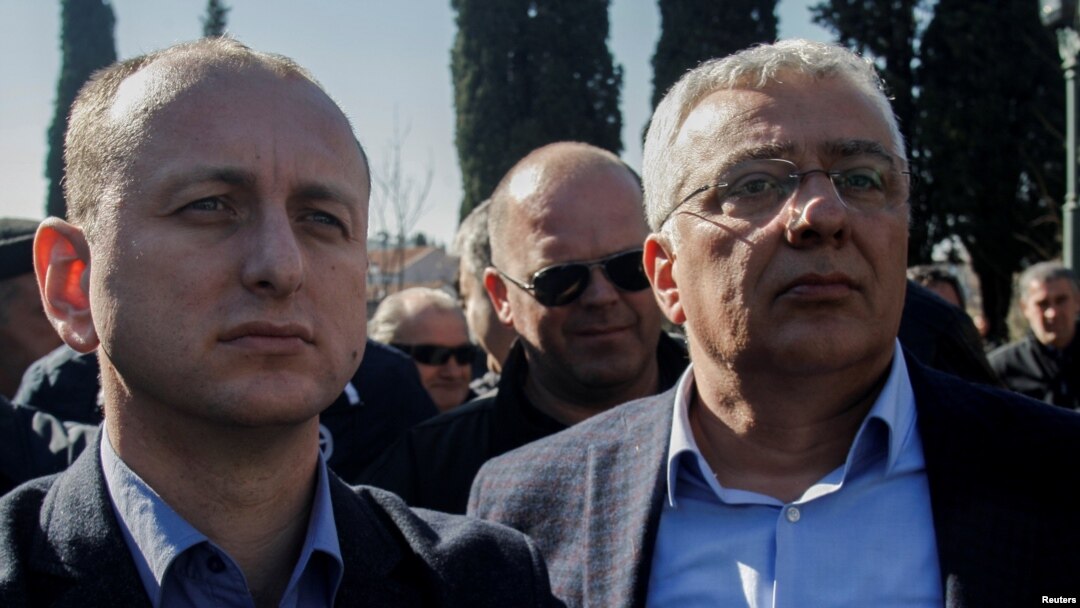 Lideri opozicionog Demokratskog fronta, Andrija Mandić (d) i Milan Knežević