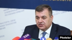 Minister of Transport, Communications and Information Technologies Ashot Hakobyan at a press conference in Yerevan. 04Sept.,2018