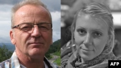 The freed hostages are Danish citizen Poul Hagen Thisted (left) and U.S. woman Jessica Buchanan