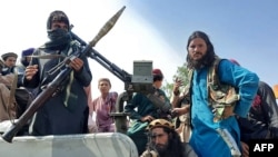 Талибански борци во Авганистан, 15 август 2021 година.