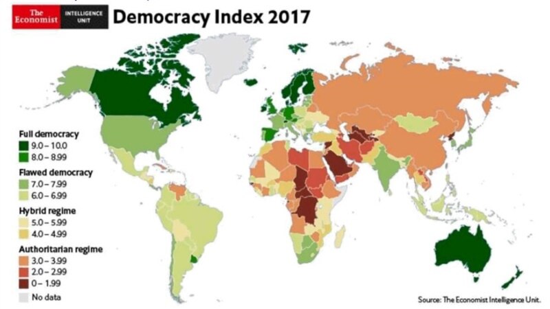 «پسرفت دمکراتیک» در گزارش سالانه اکونومیست