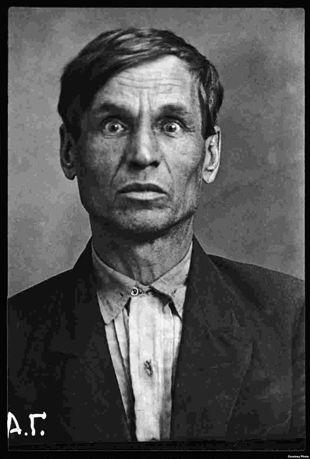 Aleksei Zheltikov: Russian, born 1890, locksmith at the Moscow Metro workshops. Shot on November 1, 1937.