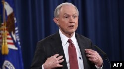 Jeff Sessions gjatë konferencës së djeshme për gazetarë në Uashignton