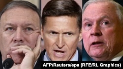 Trumpova imenovanja, Mike Pompeo(L), Michael Flynn(S) i Jeff Sessions (D)