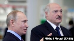 Уладзімір Пуцін і Аляксандар Лукашэнка наведваюць адукацыйны цэнтар у Сочы, 15 лютага
