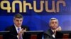 Armenia - President Serzh Sarkisian (R) and Russian-Armenian businessman Ara Abrahamian attend the 2nd convention of the World Armenian Congress (WAC) in Yerevan, 15Oct2012.