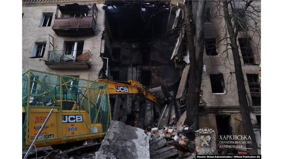 A residential building in Kharkiv hit by a Russian ballistic missile. October 2026