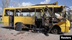 A Russian drone hit a municipal bus in the Ukrainian city of Nikopol, killing at least four passengers and wounding 16 others, on April 7.
