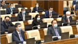 Kazakhstan – deputies of the Mazhilis of the Kazakh Parliament in plenary meeting. Nur-Sultan, 06May2020 TV screen shot