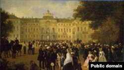 Прием лейб-гвардии в Константиновском дворце. Неизвсетный художник, XIX век
