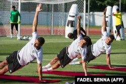 یکی از آخرین تمرین‌های بازیکنان مراکش در آستانه بازی‌های جام جهانی