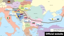 Карта з зображенням південного шляху російського газу до Західної Європи