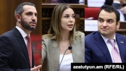 Ազգային ժողովի նախագահ Ռուբեն Ռուբինյան, ընդդիմադիր «Հայաստան» և «Ուժեղ Հայաստան» խմբակցությունների ղեկավարներ Աննա Գրիգորյան, Նարեկ Կարապետյան 