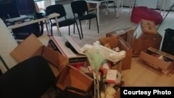 A photo of Aleksei Navalny's headquarters in Chelyabinsk after what his team says was a search by conducted by police while they were not present. 