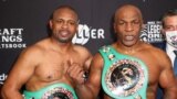Nov 28, 2020; Los Angeles, CA, USA; Mike Tyson (black trunks) fights Roy Jones, Jr. (white trunks) 