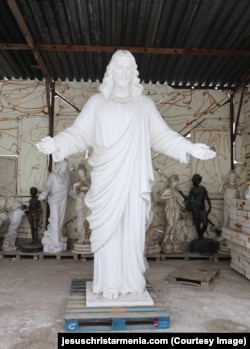 A scale model of the Christ statue planned to stand atop Mount Hatis by 2027