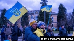 Стотици хора се събраха в София по повод четвъртата годишнина от войната на Русия срещу Украйна. 24 февруари 2026 г.