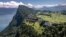 This aerial photograph taken on June 4 shows the luxury Burgenstock resort above Lake Lucerne that will host a Ukraine peace summit on June 15-16.